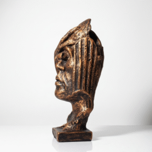 Abstract Head Sculpture | Bronze Finish Art Statue for Decor