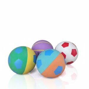 Durable Chew & Play Pet Toy Soccer Balls - Set of 4 (Multi-Color Rubber)
