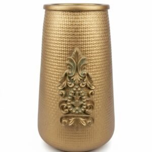 Ornate Gold Waste Bin / Storage Basket - Vintage Style Embossed Decorative Trash Can