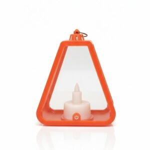 Modern Orange LED Flameless Candle Lantern - Portable Indoor/Outdoor Decorative Accent Light