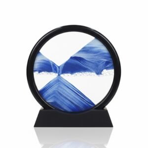 Dynamic Blue Moving Sand Art Picture - Relaxing Desktop Sandscape for Home & Office Decor