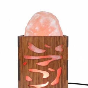 Premium Himalayan Salt Lamp in Artistic Wooden Base | Natural Air Purifier & Glow