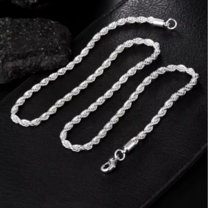 Sterling Silver Rope Chain Necklace virtual bazaar